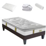 Pack prt  dormir avec matelas  ressorts ensachs blanc 90x190 cm