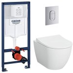 Grohe - pack rapid sl + plaque arena chrome + fixations murales + set d'isolation phonique + cuvette ...