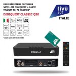 Pack r�cepteur d�codeur satellite digiquest classic q30 + carte tiv�sat tv, 72 chaines italiennes, hd, ...