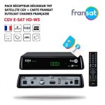 Pack r�cepteur d�codeur tnt satellite cgv esat hd - w5 + carte fransat eutelsat chaines tv fran�aises, ...