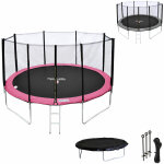 Happy garden - pack premium trampoline 370cm r�versible rose / gris perth + filet, �chelle, b�che et ...