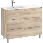 Roca - pack unik meuble 3 tiroirs + lavabo gauche aleyda couleur : bois beige - dimensions : 1005x460x740 ...