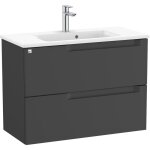 Roca - pack unik meuble bas compact avec deux tiroirs + lavabo aleyda couleur : noir mat - dimensions ...