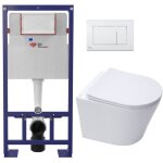 Pack wc bti - autoportant + wc sat sans bride + abattant softclose + plaque blanche (smart - infinitio ...