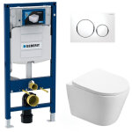 Pack wc bti geberit duofix + wc suspendu swiss aqua technologies sans bride + abattant softclose + plaque ...