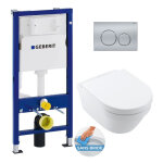 Pack wc bati geberit up100 + cuvette villeroy & boch architectura sans bride fixations invisibles + plaque ...
