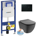 Pack wc bati - support geberit + cuvette noire ideal standard tesi aquablade + plaque noire (gebblacktesi ...