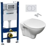 Geberit - pack wc bati - support duofix + wc cersanit s - line pro + abattant + plaque blanche (s - lineprogeb ...