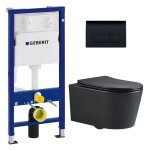 Pack wc bati - support geberit wc swiss aqua technologies sans bride + abattant softclose + plaque noire ...
