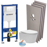 Pack wc bati - support geberit wc swiss aqua technologies sans bride + plaque blanche + set habillage ...