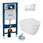 Pack wc bati - support geberit up320 + wc sans bride livea bello + abattant softclose + plaque blanche ...