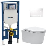 Pack wc bati - support geberit + wc swiss aqua technologies sans bride + abattant softclose + plaque ...