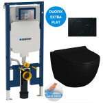 Pack wc bati - support geberit slim + wc swiss aqua technologies sans bride noir mat + abattant softclose ...