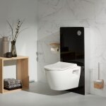 Planetebain - pack wc suspendu avec bâti verre noir + cuvette suspendue sans bride et abattant slim Planetebain - pack wc suspendu avec bâti verre noir + cuvette suspendue sans bride et abattant slim