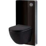 Godart - pack wc suspendu gain de place bti mural verre noir + cuvette sans bride noir mat corolla