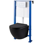 Godart - pack wc suspendu gain de place bti universel ero + cuvette sans bride noir mat corolla