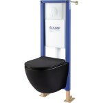 Pack wc suspendu gain de place bti universel siamp cuvette sans bride noir mat corolla