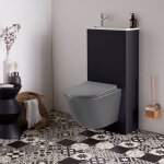 Pack wc suspendu avec lave - mains intgr + cuvette gain de place sans bride corolla gris mat