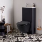 Pack wc suspendu avec lave - mains intgr + cuvette gain de place sans bride corolla noir mat