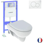 Pack wc suspendu sans bride geberit renova + bati support + plaque sigma01 blanc alpin Pack wc suspendu sans bride geberit renova + bati support + plaque sigma01 blanc alpin