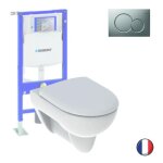 Pack wc suspendu sans bride geberit renova + bati support + plaque sigma01 chrom brillant