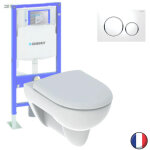 Pack wc suspendu sans bride geberit renova + bati support + plaque sigma20 blanc, chrom brillant