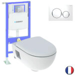 Geberit - pack wc suspendu sans bride renova, semi - carn + bati support + plaque sigma20 blanc, chrom ...