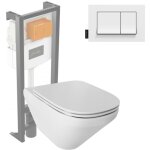 Pack wc suspendu sans bride jacob delafon modern life + abattant + bti - support + plaque rectangle ...