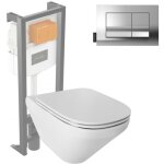 Jacob delafon - pack wc suspendu sans bride modern life + abattant + bti - support + plaque rectangle ...