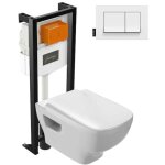 Jacob delafon - pack wc suspendu sans bride struktura + bti - support + plaque blanc brillant