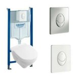 Villeroy&boch - pack wc suspendu sans bride villeroy et boch o. novo + abattant + plaque blanche + bti ...