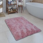 Paco home tapis de bain moderne salle de bain tapis shaggy moelleux doux uni rose 40x55 cm