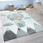 Paco home ? tapis enfant montgolfi�re nuages animaux pastel 140x200 cm ? 100% polypropyl�ne ? hauteur ...