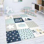 Paco home tapis chambre enfant tapis de jeux tapis b�b� losanges �toiles gris bleu blanc 120x160 cm