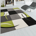 Paco home - tapis de créateur aux contours découpés à carreaux en vert noir 80x300 cm Paco home - tapis de créateur aux contours découpés à carreaux en vert noir 80x300 cm