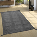 Tapis de cr�ateur tapis tiss� kilim tiss� main 100 % coton moderne chin� gris 120x170 cm - paco home