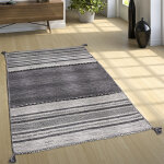 Tapis de cr�ateur tapis tiss� kilim tiss� main 100 % coton moderne � motifs gris 80x150 cm - paco home ...