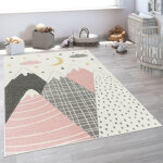 Paco home - tapis enfant tapis chambre enfant fille garcon montagne etoile nuage rose 133 cm carr�