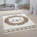 Paco home - tapis enfant chambre d'enfant tapis de jeux gar�on fille effet 3d lion beige 160x220 cm