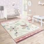 Paco home tapis pour enfant tapis pour fillette fantaisie fleuri pastel couleurs rose blanc crme 200x280 ...