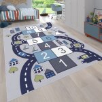 Paco home tapis pour enfants, tapis de jeu pour chambres d'enfants, botes gonflables et rues, gris 200 ...
