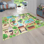 Paco home tapis pour enfants, tapis de jeu pour chambres d'enfants, zoo avec tigre, ours, lion, color ...
