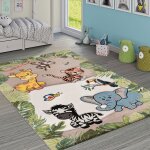 Paco home - tapis pour enfant jungle animaux beige cr�me 120x170 cm