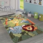 Paco home tapis pour enfant jungle animaux vert 120x170 cm