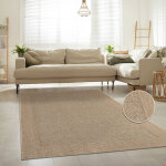 Paco home - tapis int�rieur & ext�rieur terrasse et balcon monochrome structur� 200x290 cm, beige