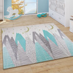 Paco home - tapis jeu enfant bb lavable animaux nuages rversible toiles lune blanc gris 180x200 cm ...