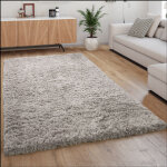 Paco home - tapis poils hauts moelleux moderne shaggy style flokati confortable uni gris 120x160 cm