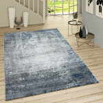 Paco home tapis poils ras moderne motif oriental gris bleu 155x230 cm
