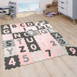 Paco home - tapis puzzle jeux tapis mousse tapis b�b� fille chiffres lettres pastel rose 32x32 cm x 36 ...