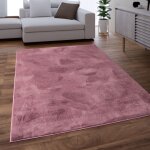 Paco home tapis salon adulte poil long shaggy lavable en machine moelleux pelucheux rosarose mauve 80 ...